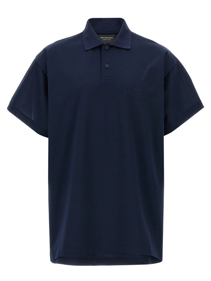 Polo Shirt by Balenciaga for men in cotton blue features a eye catching silhouette, showcasing a refined and short-sleeve for a eye catching finish.