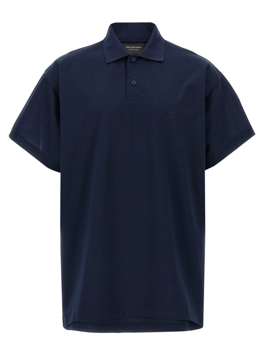 Polo Shirt by Balenciaga for men in cotton blue features a eye catching silhouette, showcasing a refined and short-sleeve for a eye catching finish.