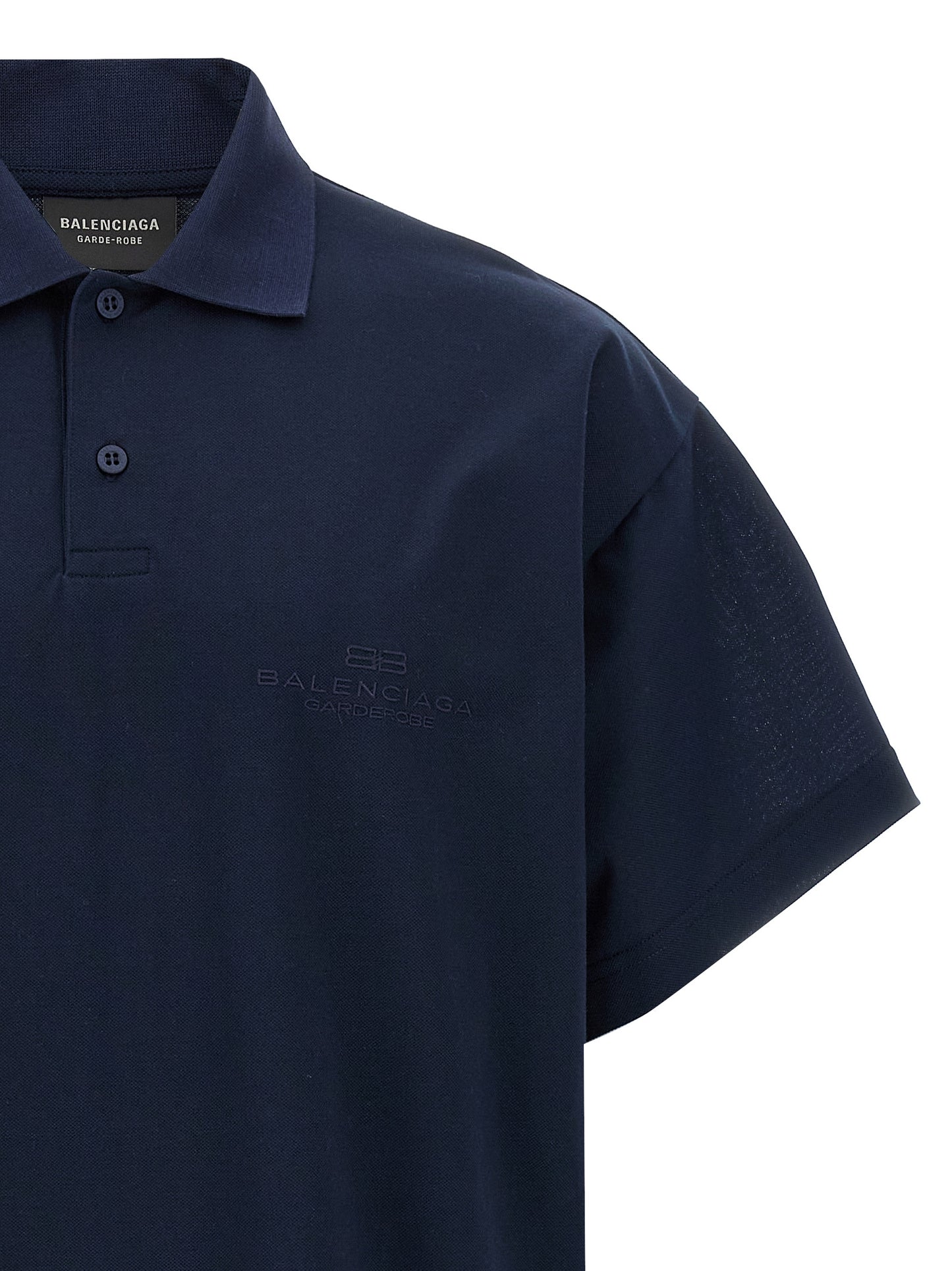 Polo Shirt by Balenciaga for men in cotton blue presents a distinguished silhouette, showcasing a sophisticated and distinguished for a truly distinguished finish.