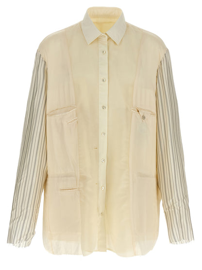 Shirt by Maison Margiela for men in mohair virgin wool beige presents a discerning silhouette, showcasing a sophisticated and long-sleeve for a truly discerning finish.
