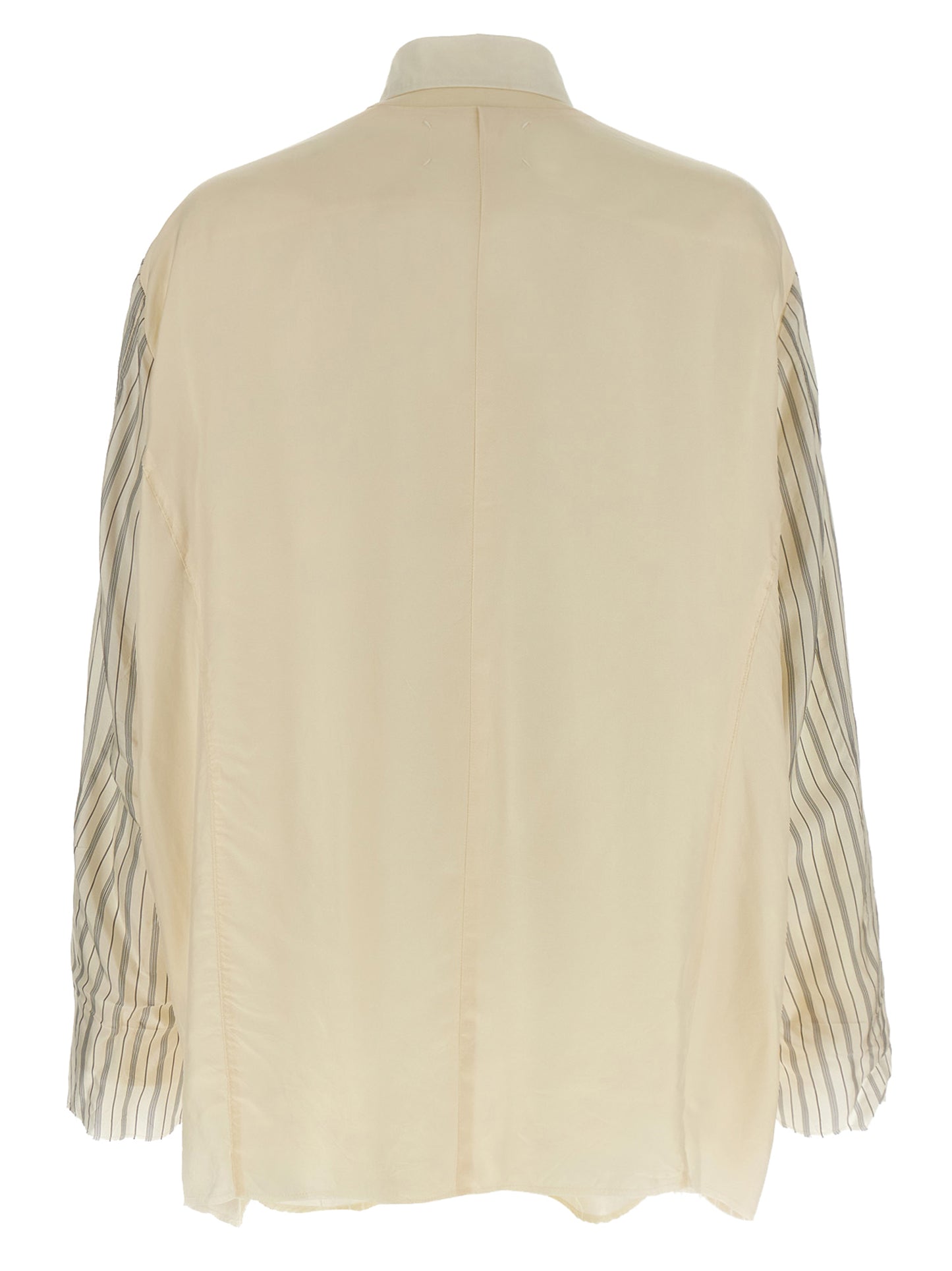 Shirt by Maison Margiela for men in mohair virgin wool beige features an architectural silhouette with a refined and elegant for a architectural look.