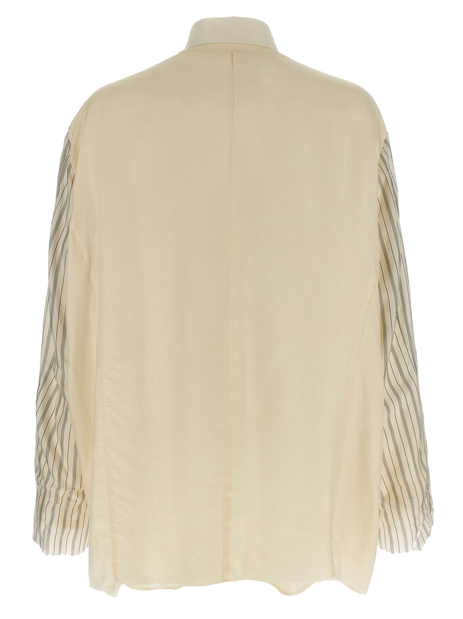 Shirt by Maison Margiela for men in mohair virgin wool beige features an architectural silhouette with a refined and elegant for a architectural look.