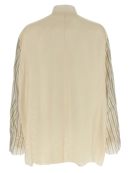 Shirt by Maison Margiela for men in mohair virgin wool beige features an architectural silhouette with a refined and elegant for a architectural look.