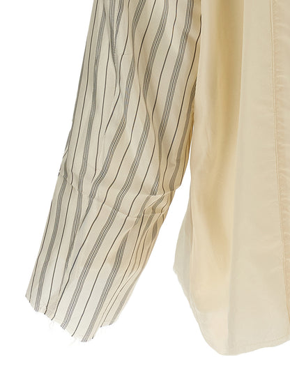 Shirt by Maison Margiela for men in mohair virgin wool beige showcases a sharp silhouette, elegantly detailed with a sharp and sharp .