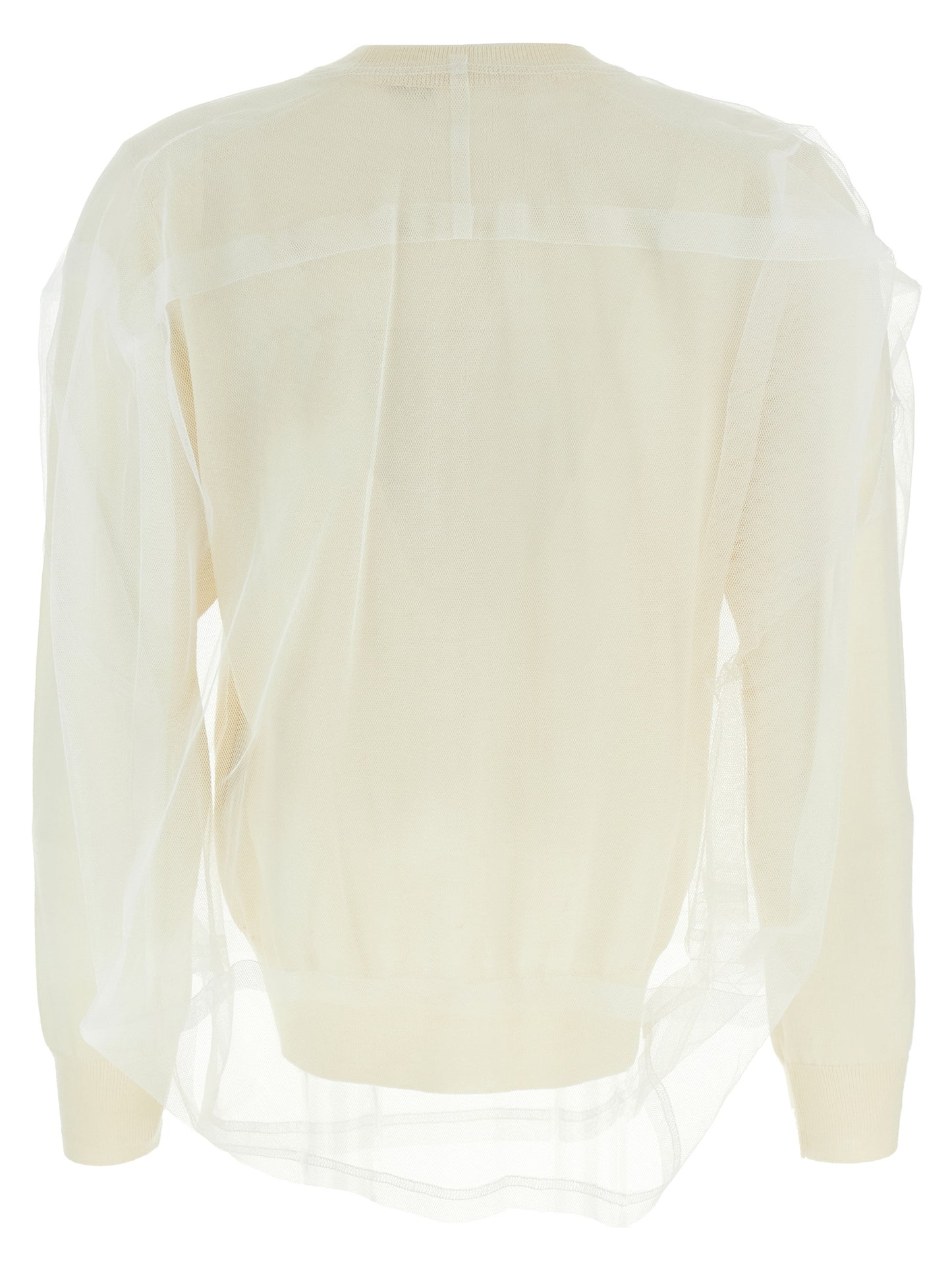 Cardigan by Comme Des Garçons for women in wool white showcases a luxurious silhouette, meticulously detailed with a sophisticated crew neckline and for a refined finish.