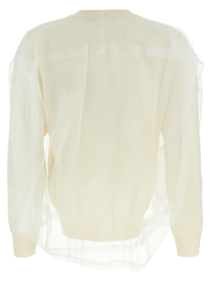 Cardigan by Comme Des Garçons for women in wool white showcases a luxurious silhouette, meticulously detailed with a sophisticated crew neckline and for a refined finish.