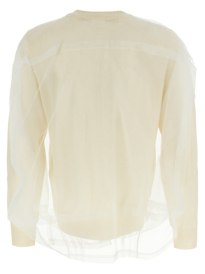 Cardigan by Comme Des Garçons for women in wool white features an crisp silhouette, showcasing a sophisticated crew neckline and detail for a truly crisp finish.