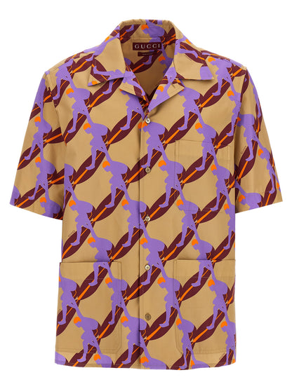 Gucci Waves Men's Short-Sleeve Cotton Shirt - Multicolor Print