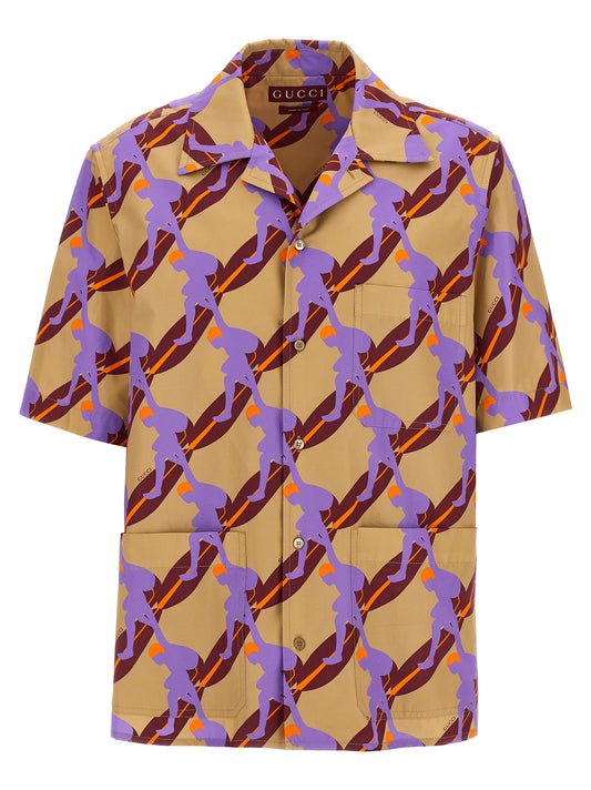 Gucci Waves Men's Short-Sleeve Cotton Shirt - Multicolor Print