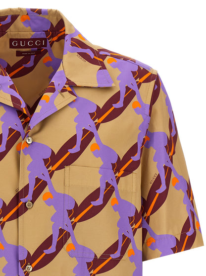 Gucci Waves Men's Short-Sleeve Cotton Shirt - Multicolor Print
