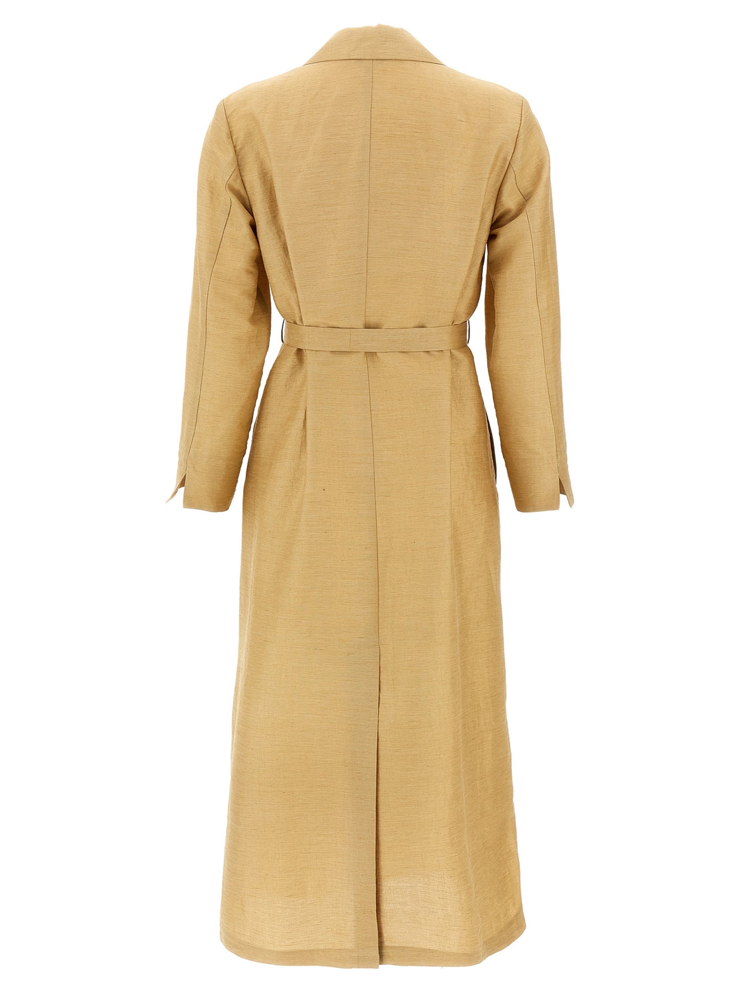 Overcoat by Max Mara for women in polyamide linen silk & cotton beige features a contemporary silhouette showcasing a contemporary and refined for a sophisticated finish.
