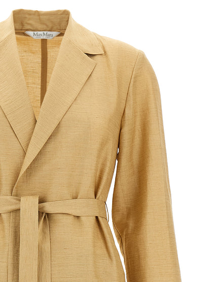 Overcoat by Max Mara for women in polyamide linen silk & cotton beige features a cosy chic silhouette, artfully detailed with a sophisticated and premium for a cosy chic finish.