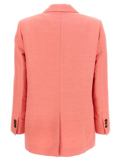Blazer by Alberto Biani for women in linen & viscose multicolor & pink features an stylish silhouette, showcasing a sophisticated split neckline and stylish for a truly stylish finish.