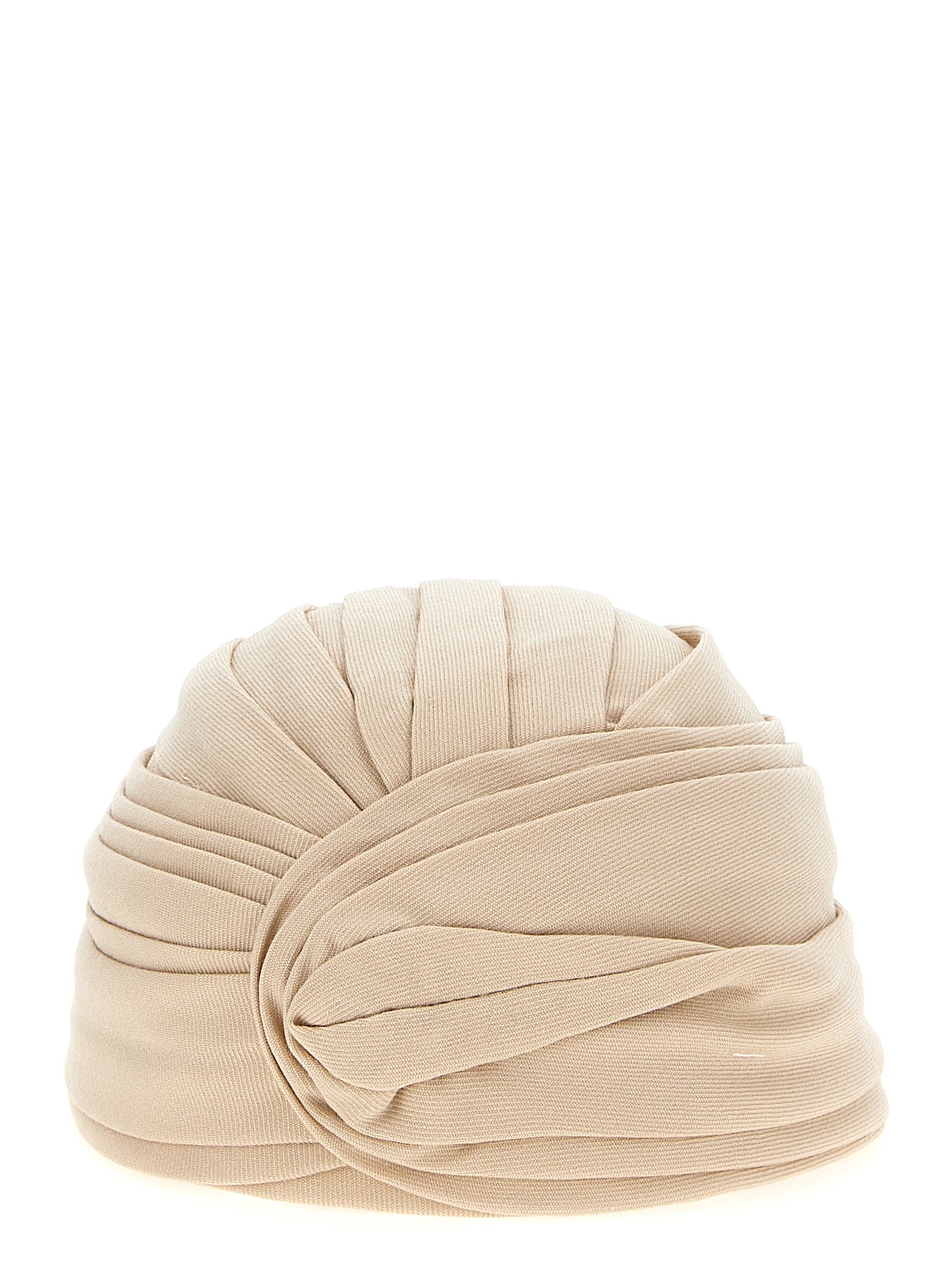 Turban by Valentino Garavani for women in virgin wool beige & signature features a stylish silhouette, perfectly showcasing the elegant V Logo Virgin Wool Turban design.