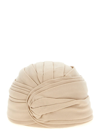 Turban by Valentino Garavani for women in virgin wool beige & signature features a stylish silhouette, perfectly showcasing the elegant V Logo Virgin Wool Turban design.