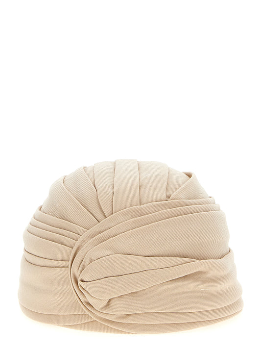 Turban by Valentino Garavani for women in virgin wool beige & signature features a stylish silhouette, perfectly showcasing the elegant V Logo Virgin Wool Turban design.