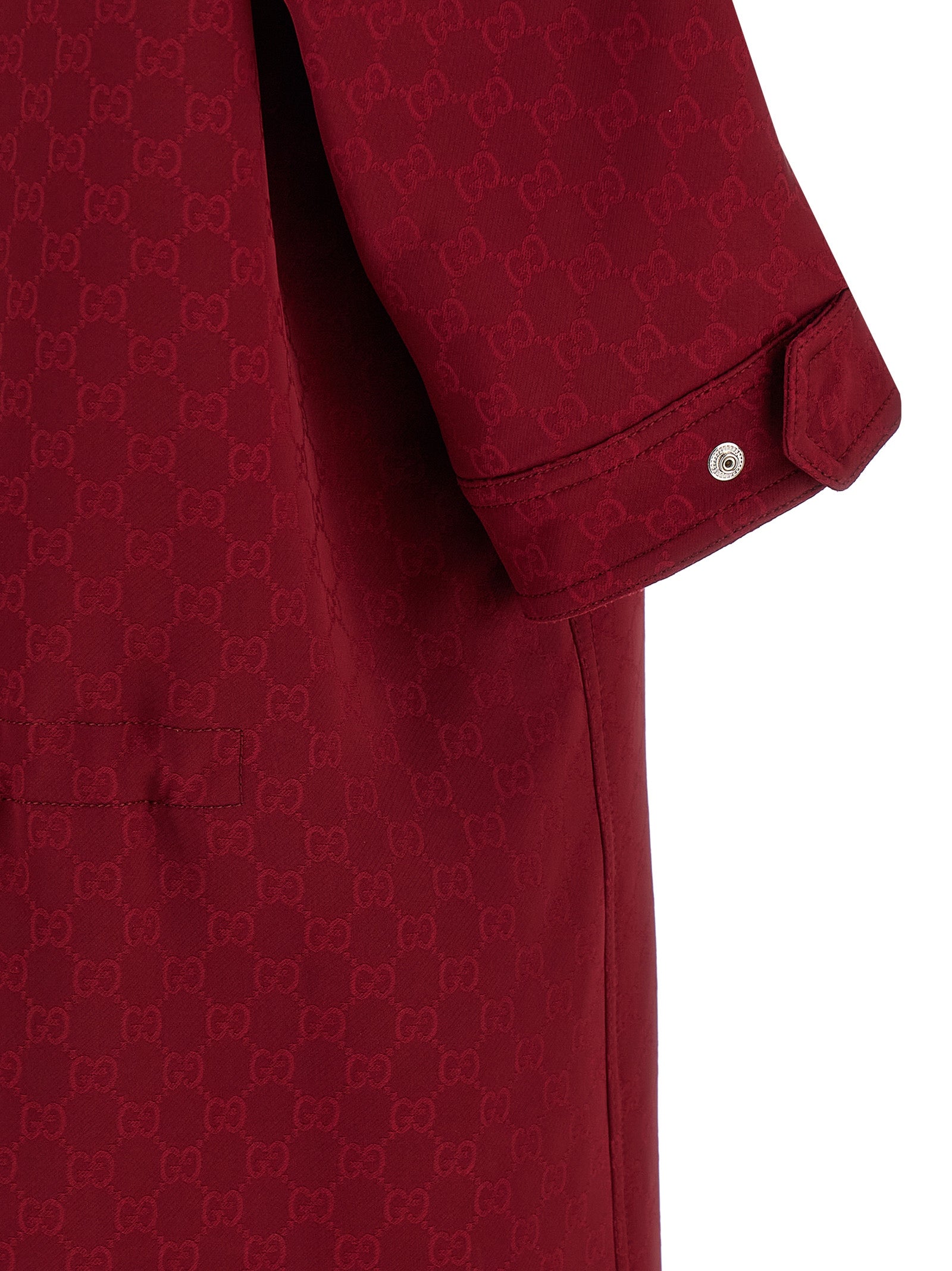 Overcoat by Gucci for women in viscose multicolor, red & signature features an satoral silhouette, showcasing a sophisticated and satoral for a premium, timeless look.