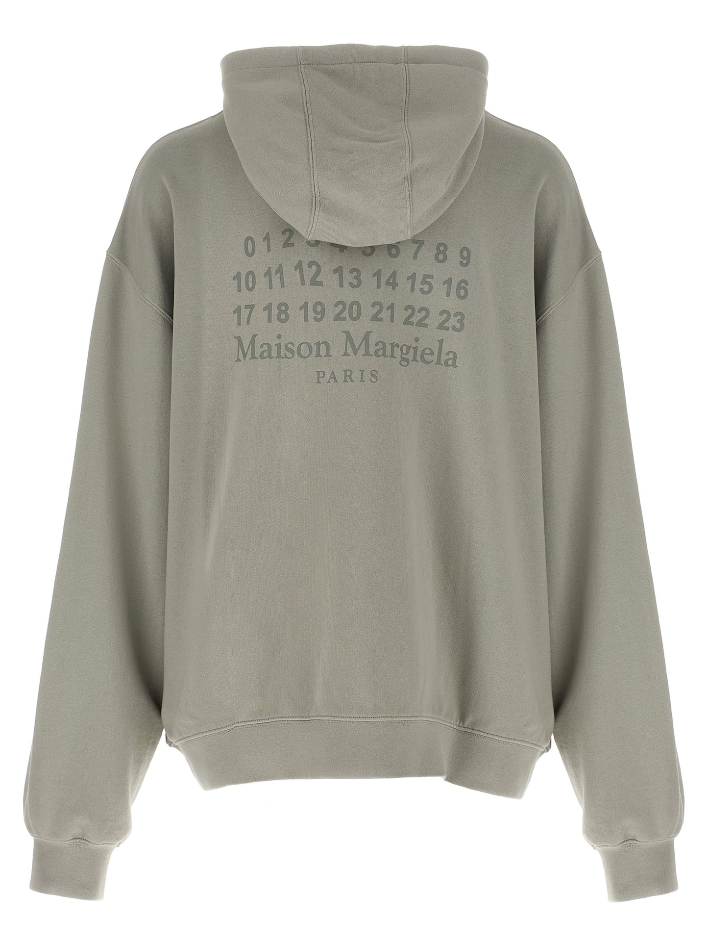 Maison Margiela Men's Cotton Sweatshirt Hoodie - Gray Signature Print