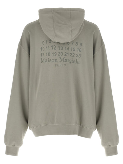 Maison Margiela Men's Cotton Sweatshirt Hoodie - Gray Signature Print