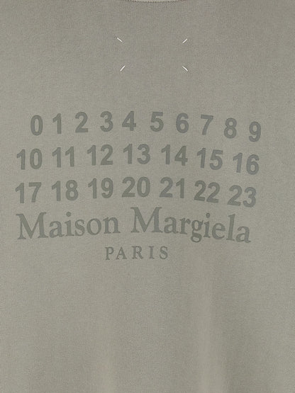Maison Margiela Men's Cotton Sweatshirt Hoodie - Gray Signature Print
