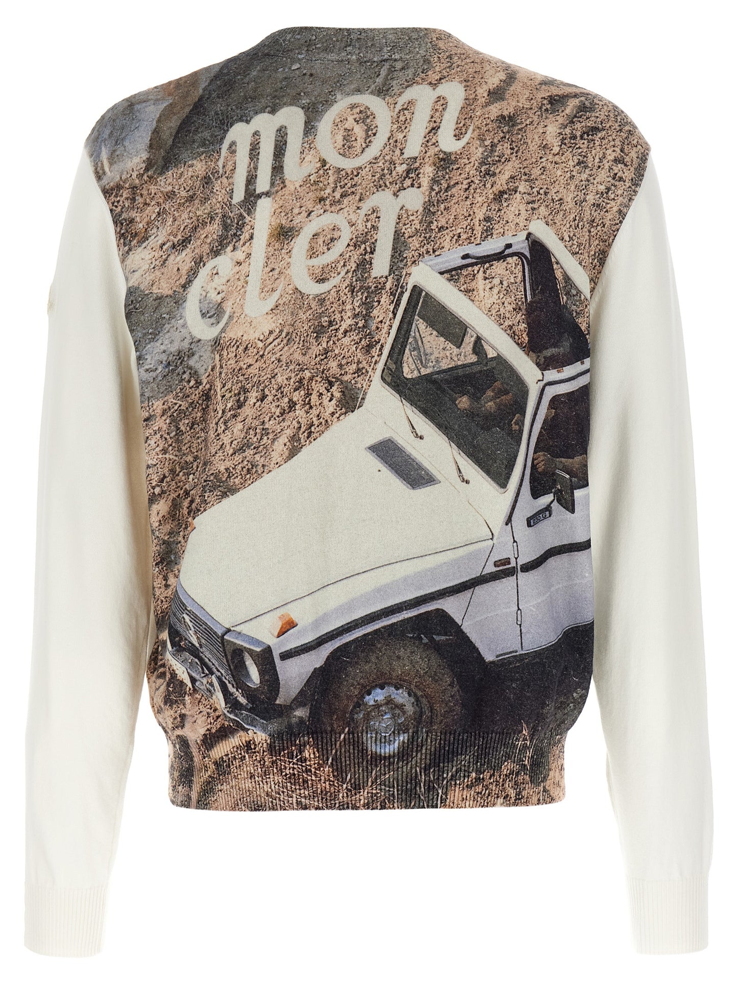 Cardigan by MONCLER GENIUS for men in cotton white, signature & print features a nuanced silhouette with a refined and nuanced detailing for a sophisticated look.