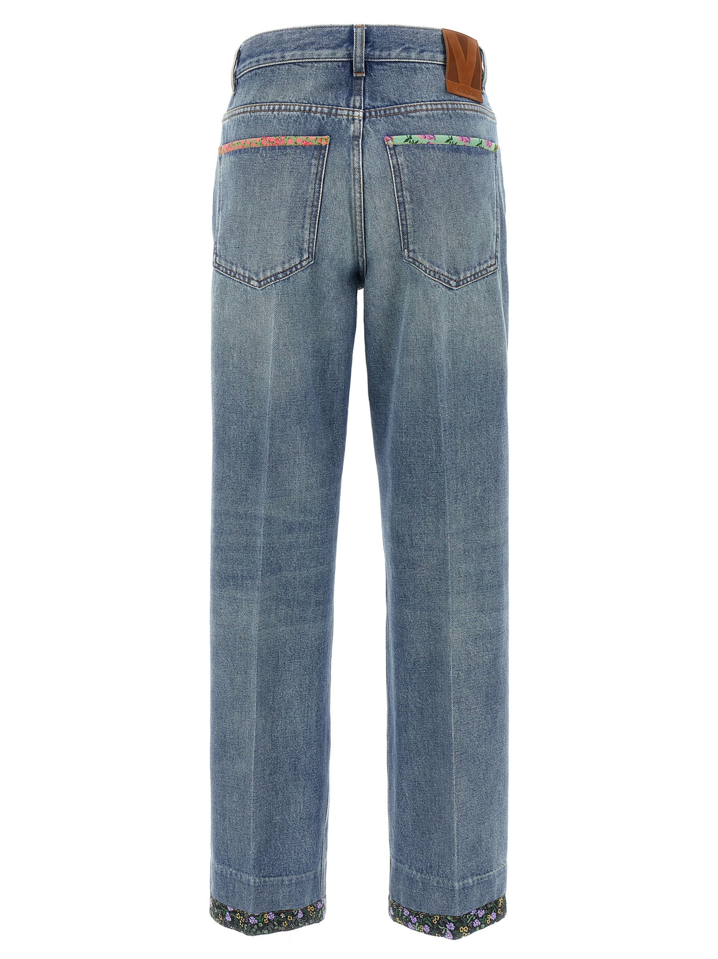 Jeans by Valentino Garavani for women in cotton denim blue & floral features an sophisticated and with a precise long, creating a sophisticated and sophisticated silhouette.