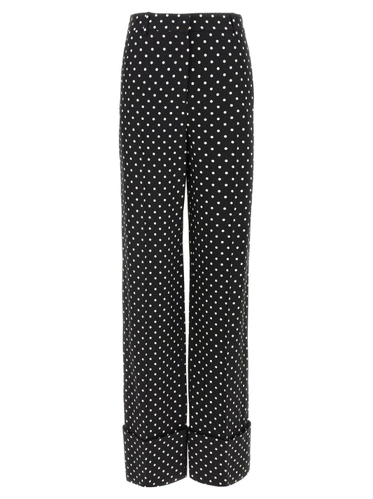 Casual Pants by Valentino Garavani for women in viscose bicolour, black, white & print features a polished silhouette with a polished wide, reaching a polished long and finished with a polished .
