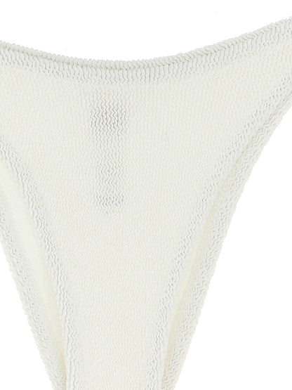 Swim Briefs by MC2 Saint Barth for women in stretch polyamide white features a riviera-ready silhouette, showcasing the riviera-ready design of the Women's Stretch Polyamide Swim Briefs for a sophisticated look.