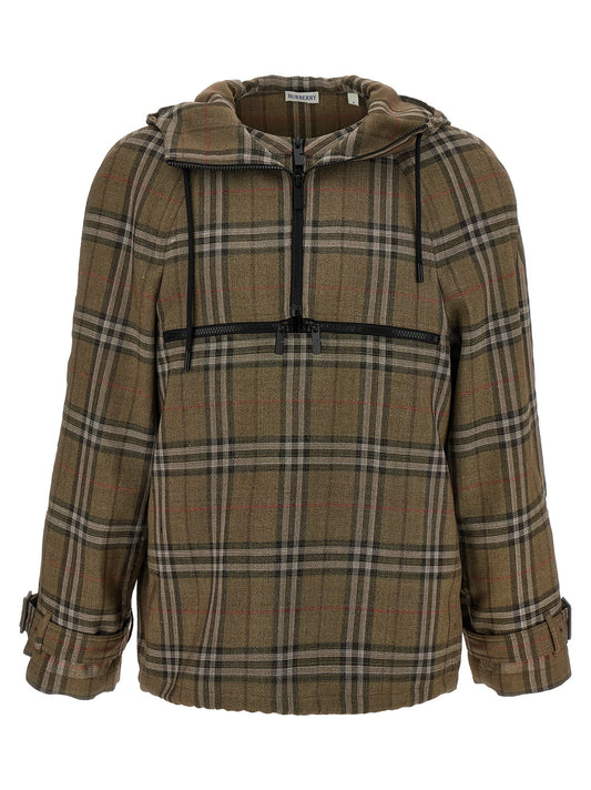 Hooded Shirt by Burberry for men in viscose & silk multicolor features an architectural silhouette with a refined long-sleeve and elegant hooded neckline for a architectural look.