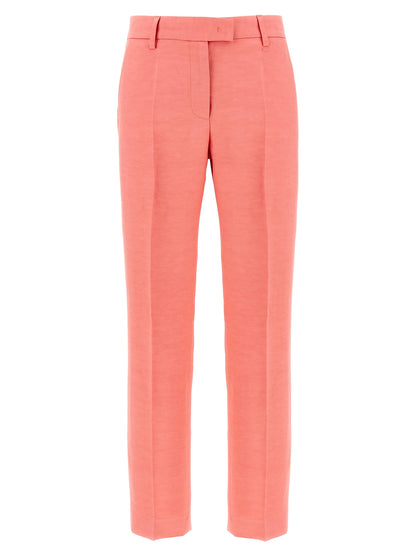 Chinos Pants by Alberto Biani for women in linen & viscose multicolor & pink features an sharp straight-leg and long with a , highlighting a sharp silhouette for a sophisticated look.