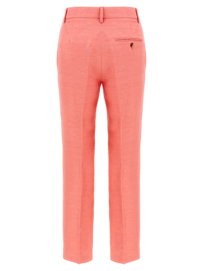 Chinos Pants by Alberto Biani for women in linen & viscose multicolor & pink features an contemporary silhouette, showcasing a sophisticated straight-leg and long with a refined for a truly contemporary aesthetic.