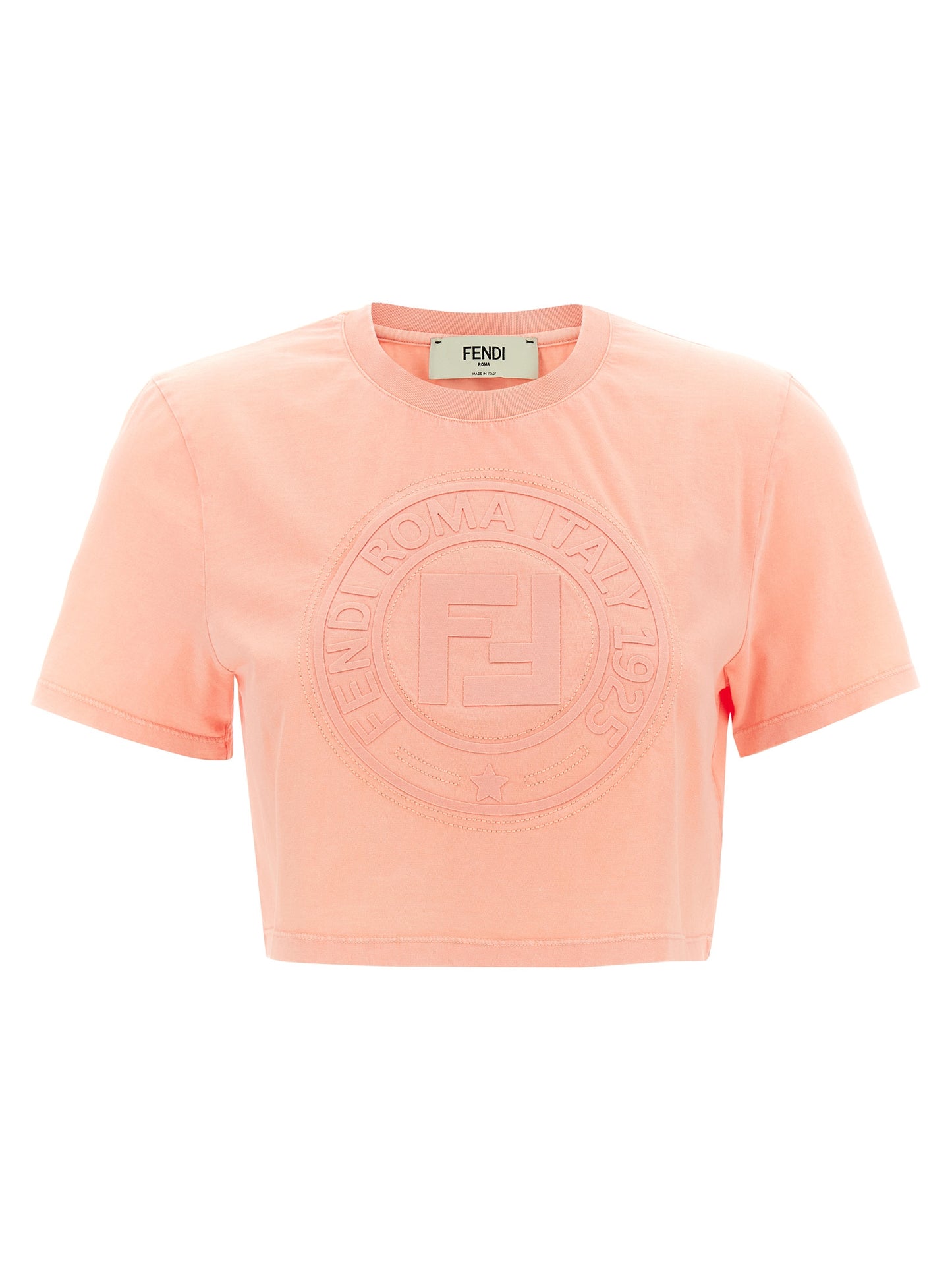 T-Shirt by Fendi for women in cotton multicolor & pink showcases a unassuming silhouette, artfully detailed with a refined crew neckline and unassuming short-sleeve for a sophisticated, contemporary look.