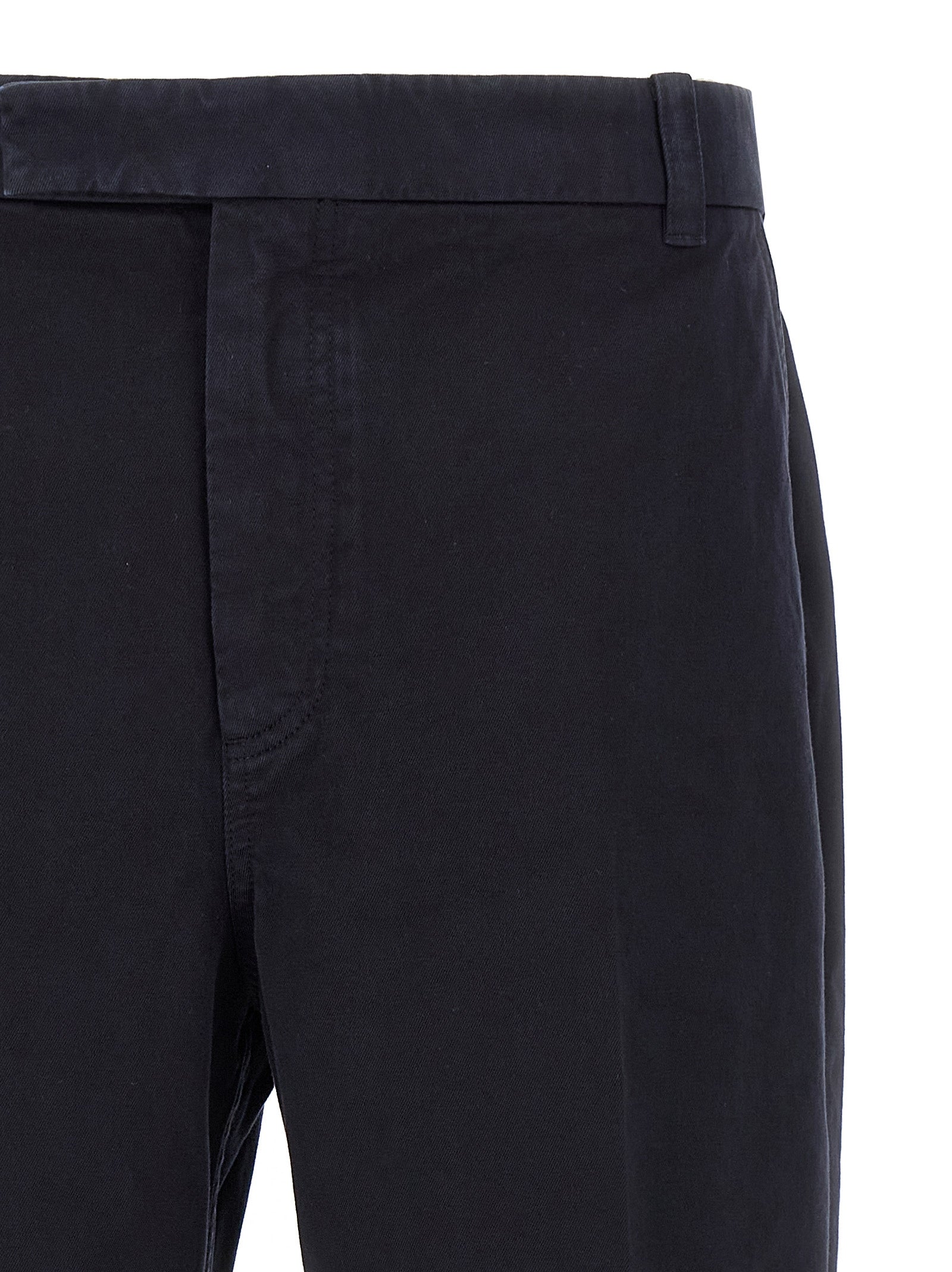 Trousers by Thom Browne for men in cotton blue features an on trend silhouette, showcasing a sophisticated straight-leg with a long and for an on trend finish.
