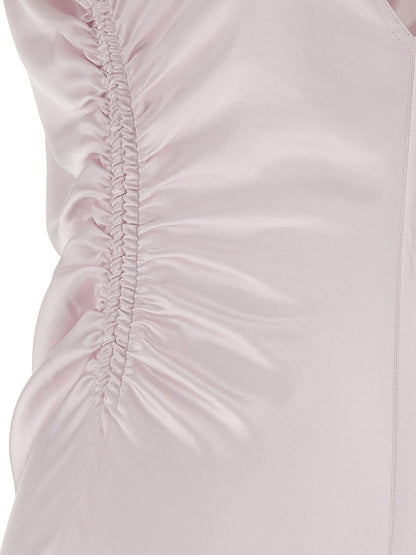 Dress by Sportmax for women in polyester satin multicolor & pink features a dramatic silhouette, showcasing an elegant and that flows into a dramatic long.