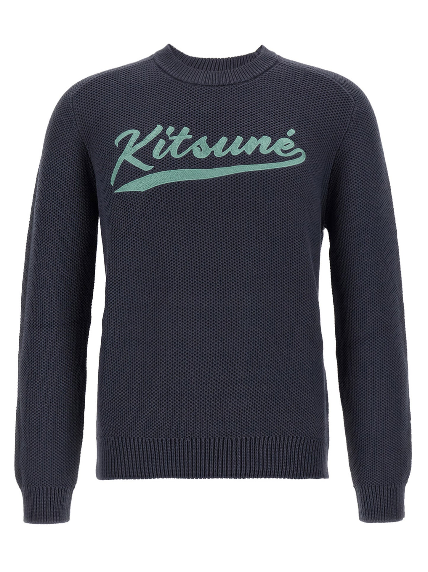 Cardigan by Maison Kitsuné for men in polyamide cotton gray, patterned & signature features an crisp silhouette, showcasing a sophisticated crew neckline and detail for a truly crisp finish.