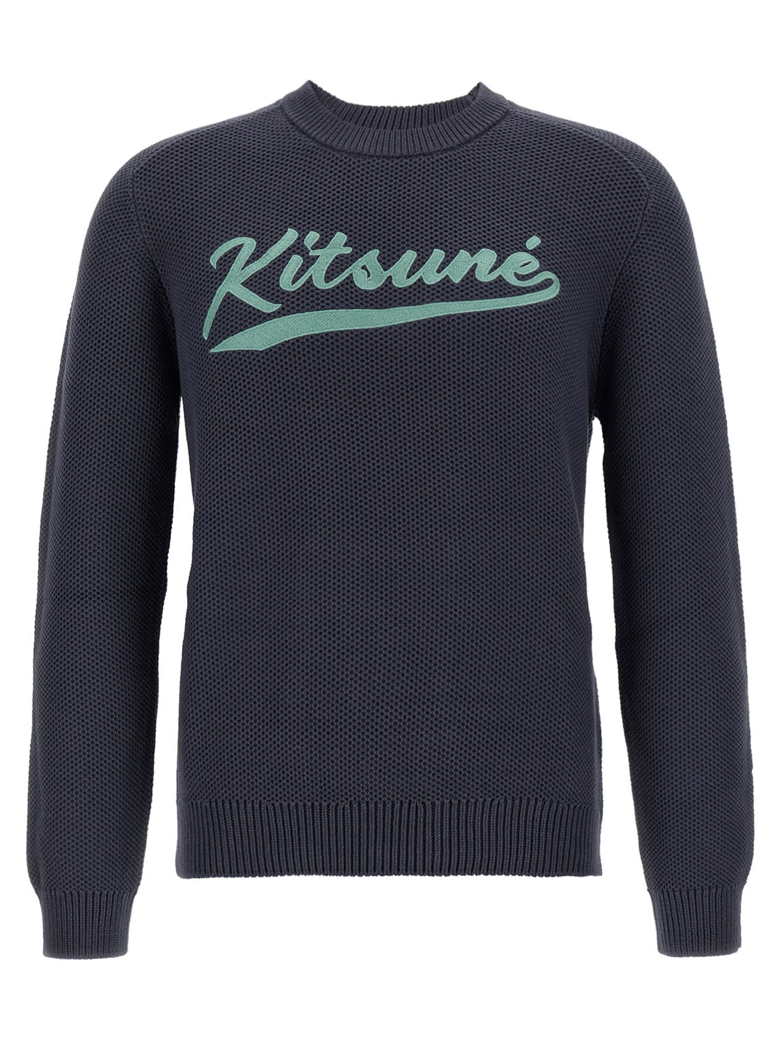 Cardigan by Maison Kitsuné for men in polyamide cotton gray, patterned & signature features an crisp silhouette, showcasing a sophisticated crew neckline and detail for a truly crisp finish.