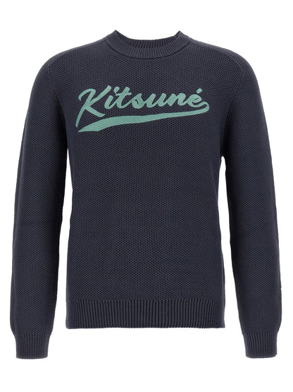 Cardigan by Maison Kitsuné for men in polyamide cotton gray, patterned & signature features an crisp silhouette, showcasing a sophisticated crew neckline and detail for a truly crisp finish.
