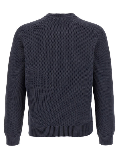 Cardigan by Maison Kitsuné for men in polyamide cotton gray, patterned & signature presents a textural silhouette, artfully finished with a textural crew neckline and for a sophisticated, textural look.