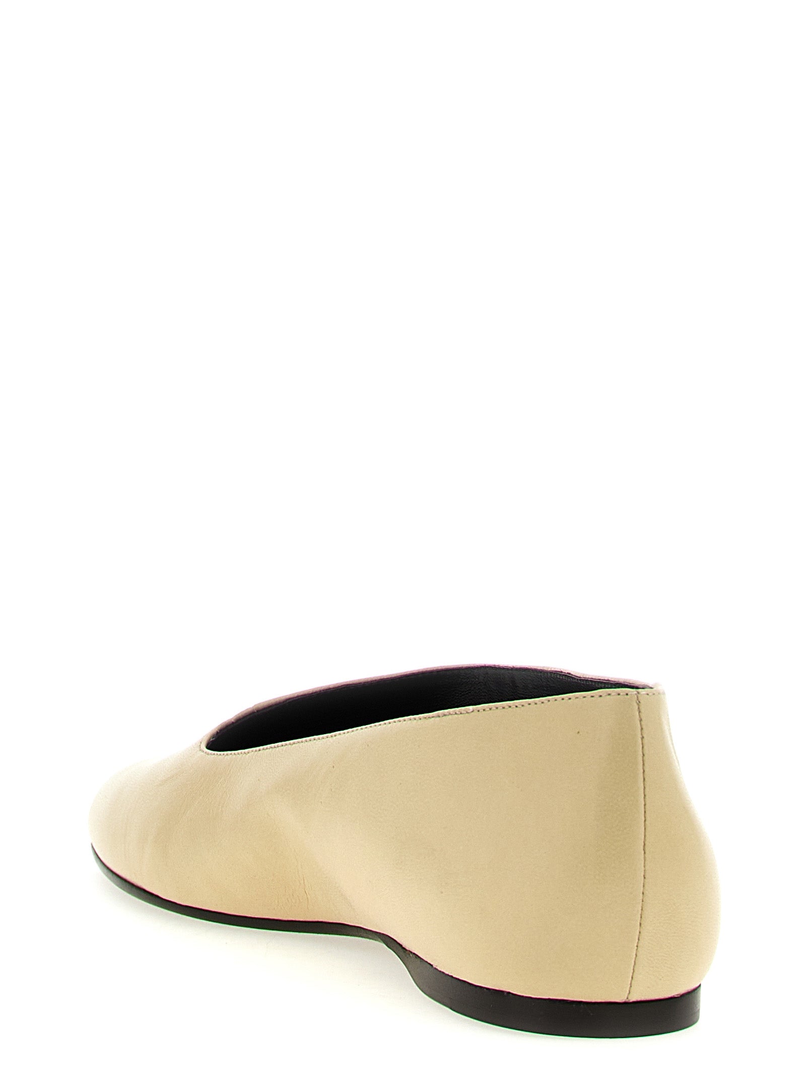 Ballet Flat Shoes by Khaite for women in lamb leather beige showcases a resplendent Women's Lamb Leather Ballet Flat Shoes aesthetic with a and almond toe style.