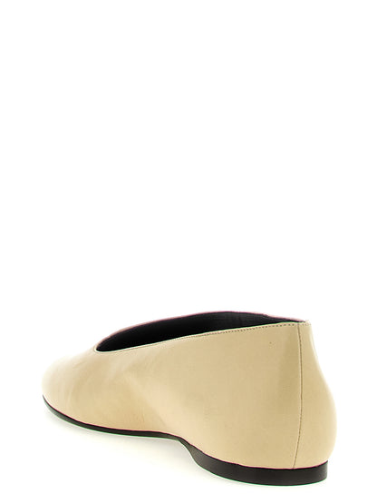 Ballet Flat Shoes by Khaite for women in lamb leather beige showcases a resplendent Women's Lamb Leather Ballet Flat Shoes aesthetic with a and almond toe style.