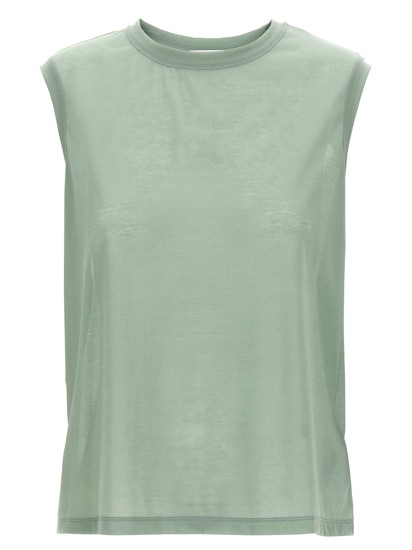 T-Shirt by Victoria Beckham for women in polyamide cotton bicolour, green & transparent showcases a dramatic silhouette, elegantly detailed with a dramatic crew neckline and sleeveless for a truly dramatic finish.