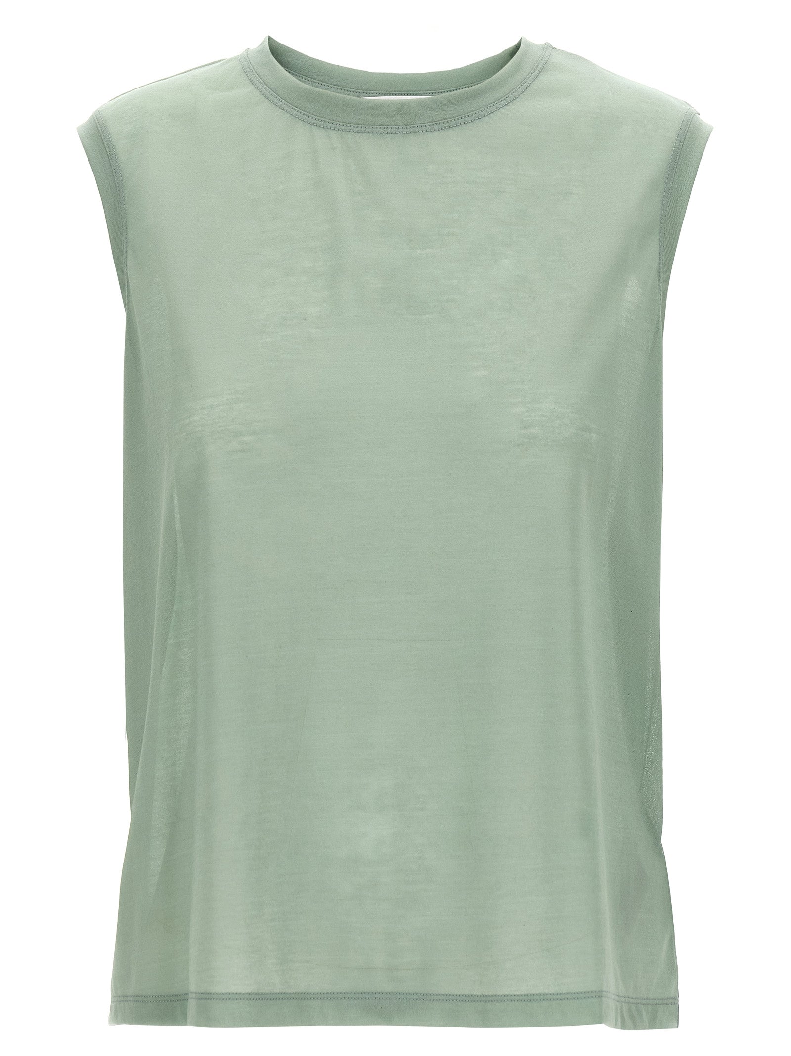 T-Shirt by Victoria Beckham for women in polyamide cotton bicolour, green & transparent showcases a dramatic silhouette, elegantly detailed with a dramatic crew neckline and sleeveless for a truly dramatic finish.