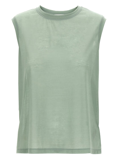 T-Shirt by Victoria Beckham for women in polyamide cotton bicolour, green & transparent showcases a dramatic silhouette, elegantly detailed with a dramatic crew neckline and sleeveless for a truly dramatic finish.
