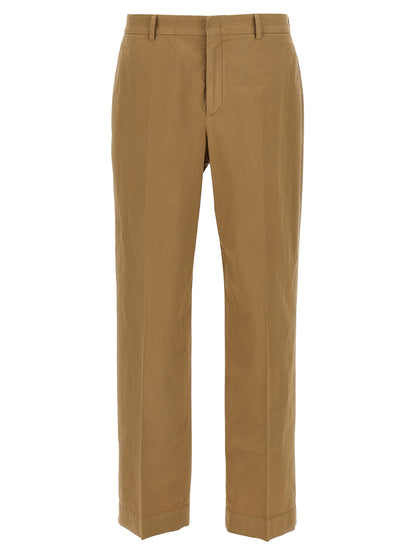 Casual Pants by CELLAR DOOR for men in stretch cotton beige presents a refined pantology silhouette, artfully defined by a refined pantology straight-leg, long, and a sophisticated .