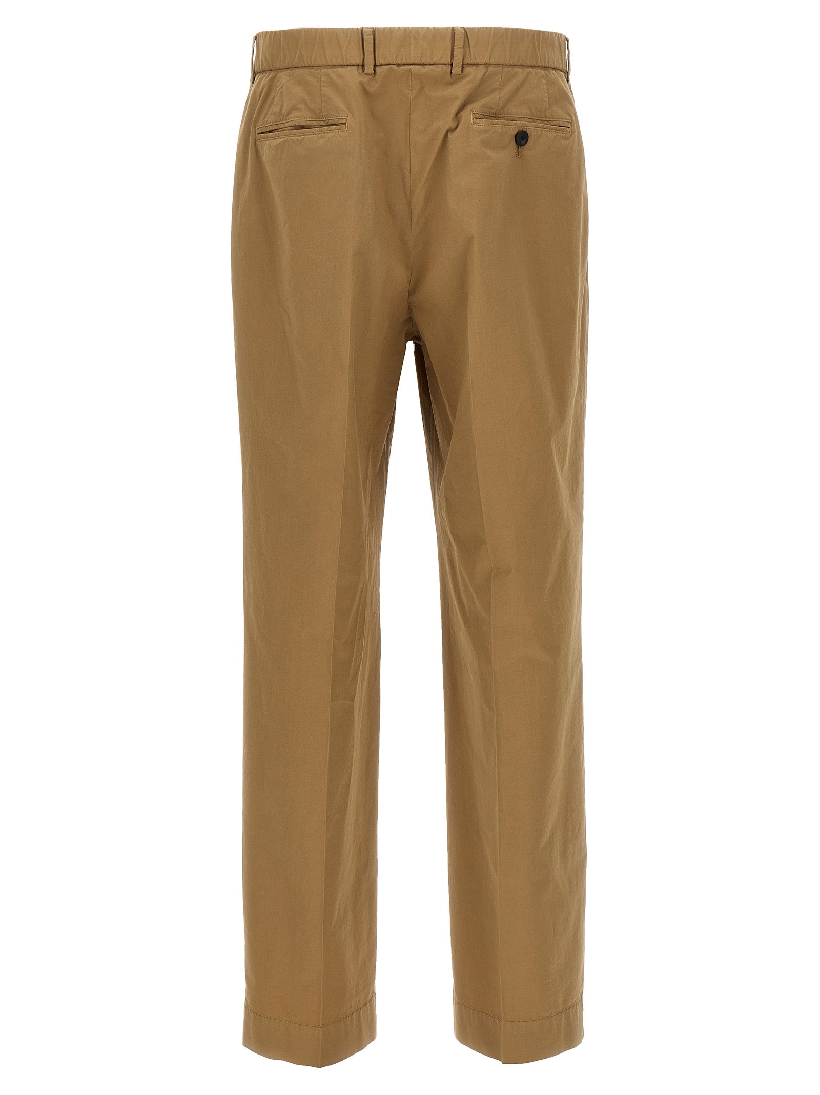 Casual Pants by CELLAR DOOR for men in stretch cotton beige features an sartorial straight-leg and long with a cut for a sartorial finish.