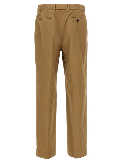 Casual Pants by CELLAR DOOR for men in stretch cotton beige features an sartorial straight-leg and long with a cut for a sartorial finish.