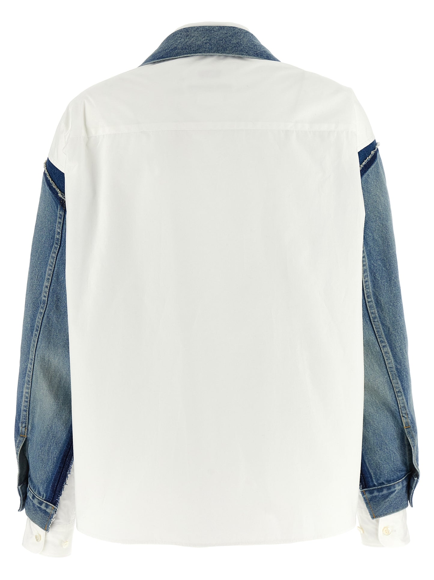 Trucker Jacket by Junya Watanabe for women in denim cotton multicolor showcases a bohemian silhouette, artfully detailed with a bohemian and signature pockets for a truly bohemian finish.