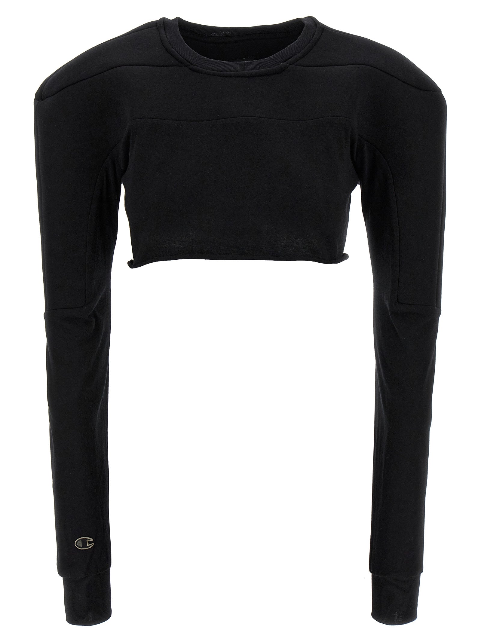 Cardigan by Rick Owens for women in organic cotton black features an impeccable silhouette, showcasing a sophisticated crew neckline and long-sleeve detail for a truly impeccable finish.