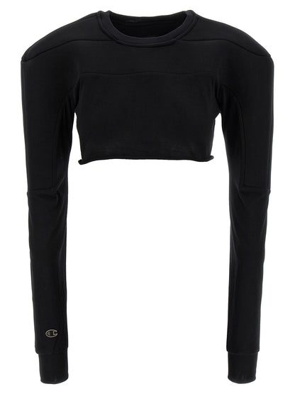 Cardigan by Rick Owens for women in organic cotton black features an impeccable silhouette, showcasing a sophisticated crew neckline and long-sleeve detail for a truly impeccable finish.