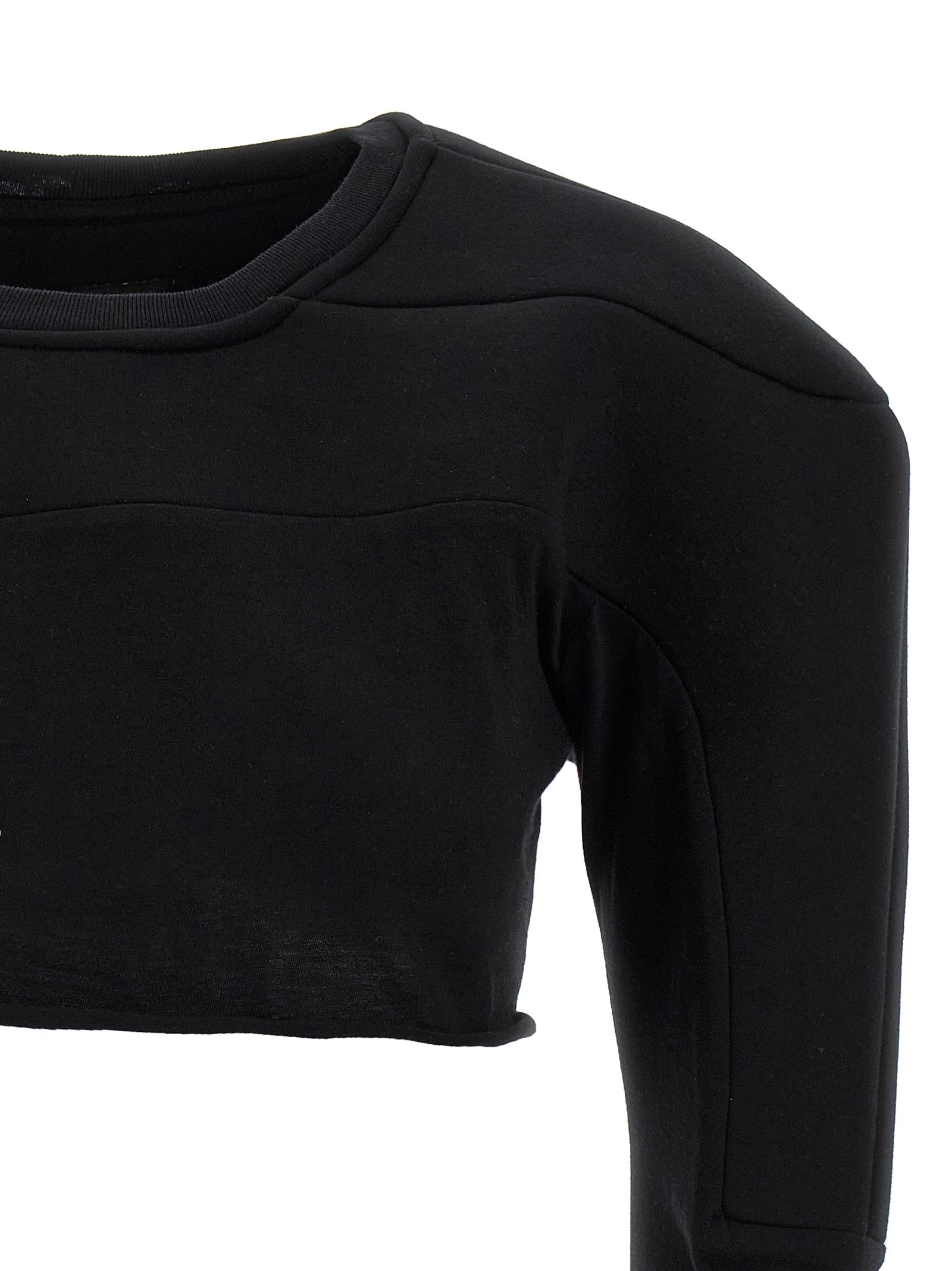 Cardigan by Rick Owens for women in organic cotton black features a nuanced silhouette with a refined crew neckline and nuanced detailing for a sophisticated look.